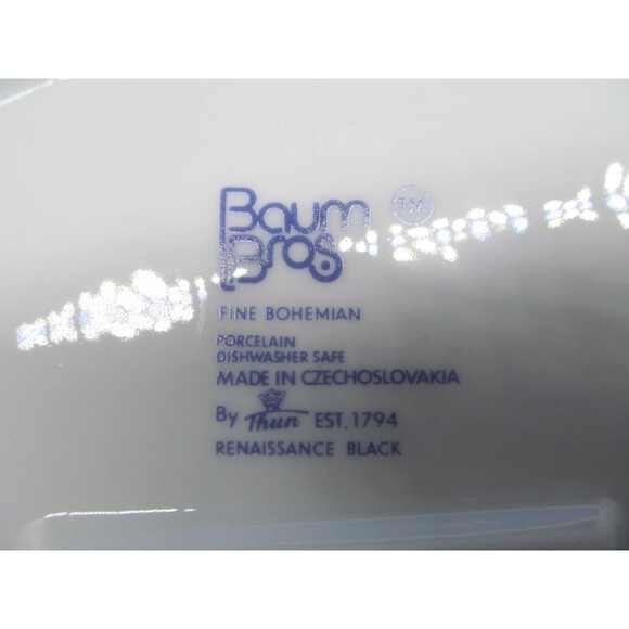 Baum Bros Renaissance Black By Thun 12 1/2" X 9" Platter And 4 Footed Cups VGC - Picture 7 of 14